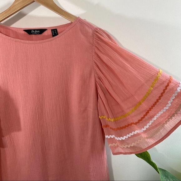 Du Jour pink wide sleeve cotton blouse size xs - Picture 4 of 9